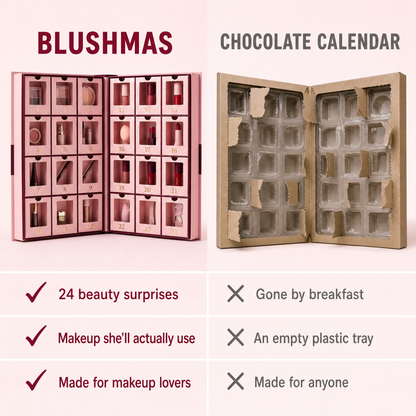 Blushmas vs a chocolate calendar: 24 beauty surprises she'll actually use instead of an empty plastic tray
